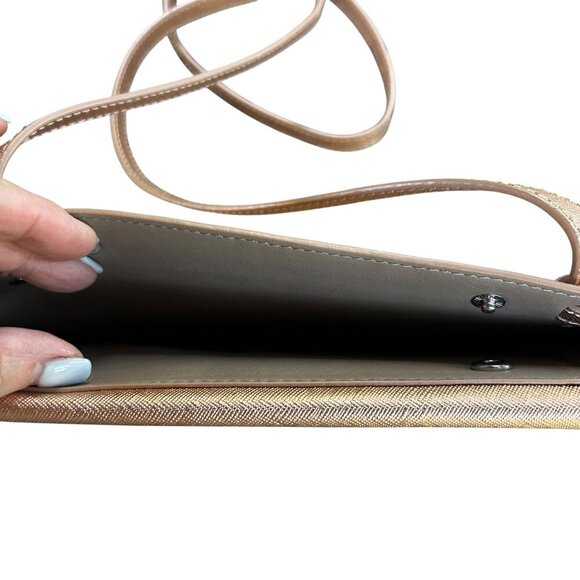 Banana Republic Copper Gold Metallic Fold Over Clutch Crossbody - Picture 2 of 11